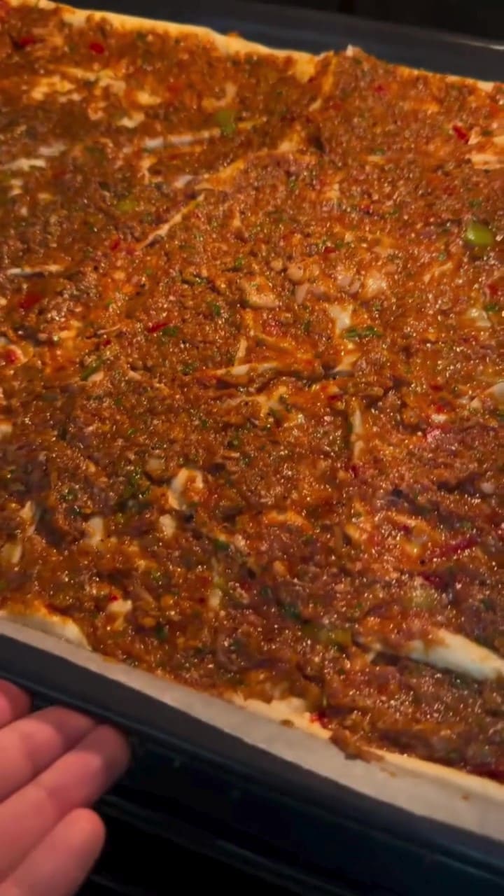 Baking yufka lahmacun in a 200 degree oven on the bottom rack.